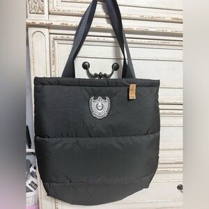 Pink Black Quilted Tote Bag